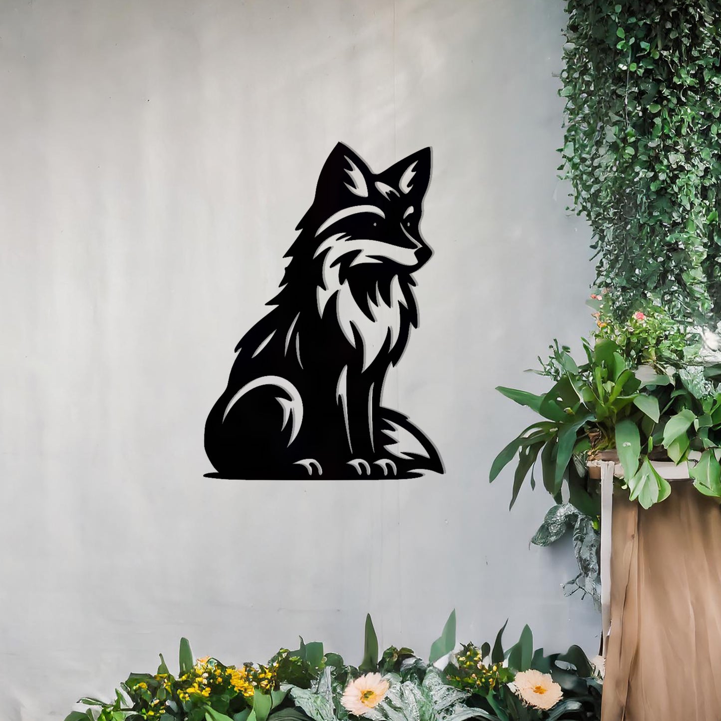This design features a seated fox with elegant and detailed fur patterns, exuding charm and serenity. The craftsmanship highlights the fox's sleek silhouette, making it a perfect addition to a nature-inspired decor theme.