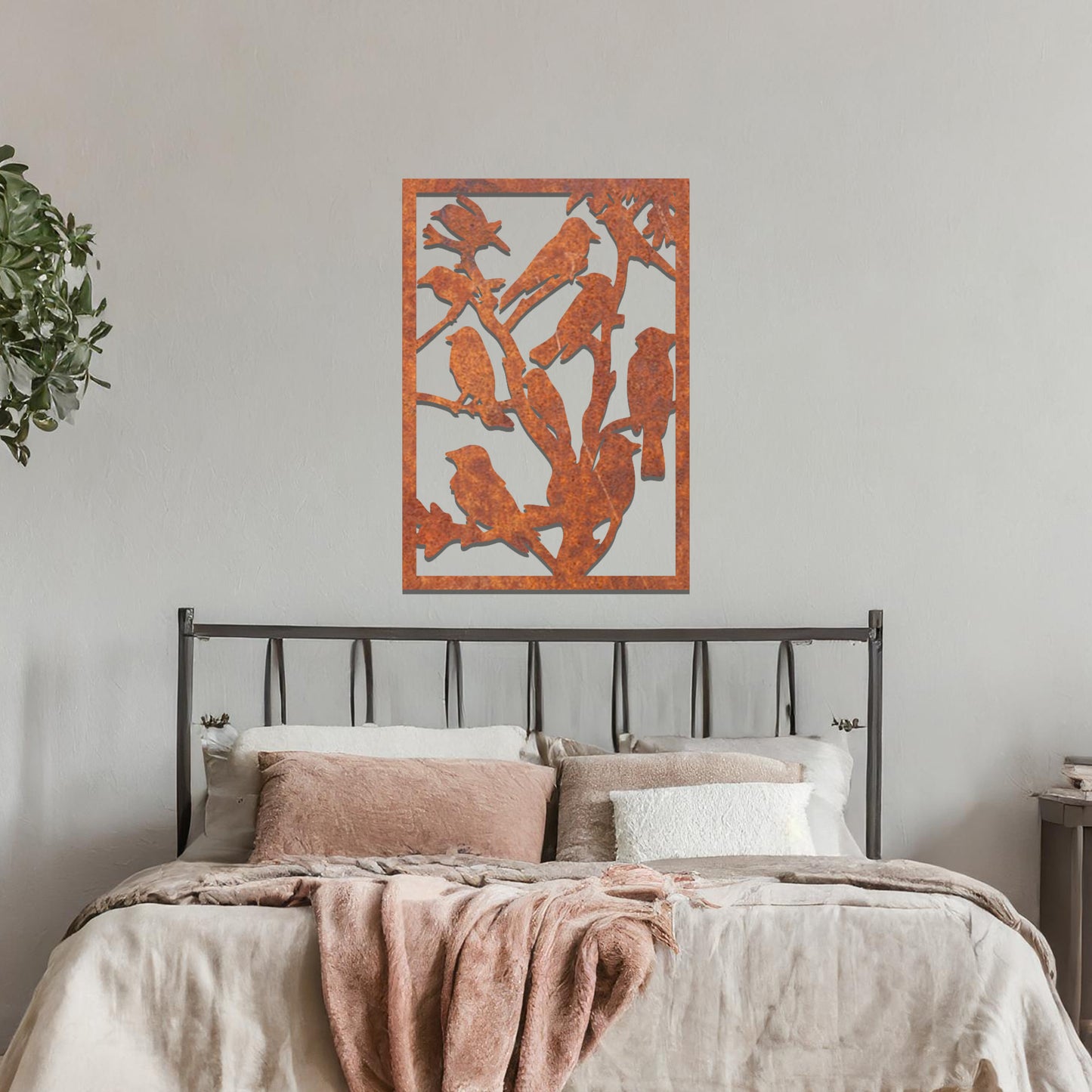 A beautifully crafted wall art featuring a flock of birds perched on branches, showcasing nature's harmony and elegance. A perfect addition to enhance your space with a touch of serenity and charm.