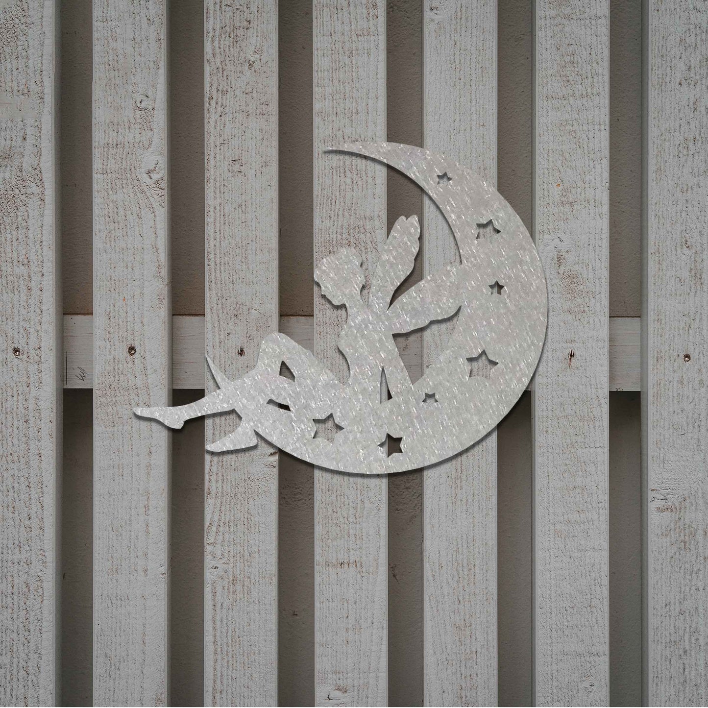 This design features a fairy sitting on a crescent moon, surrounded by stars. The delicate form of the fairy and the celestial details of the moon and stars convey a sense of magic and tranquility, making it a whimsical addition to any space.
