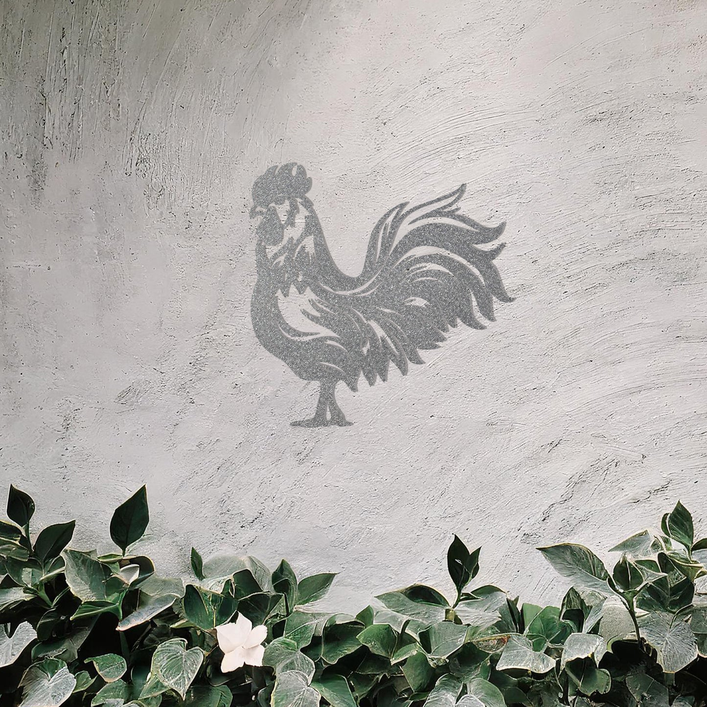 This design showcases a proud rooster standing tall with intricate feather details, capturing the essence of rural charm and elegance. Its bold silhouette and artistic lines make it a striking decor piece for farmhouse or countryside-themed spaces.