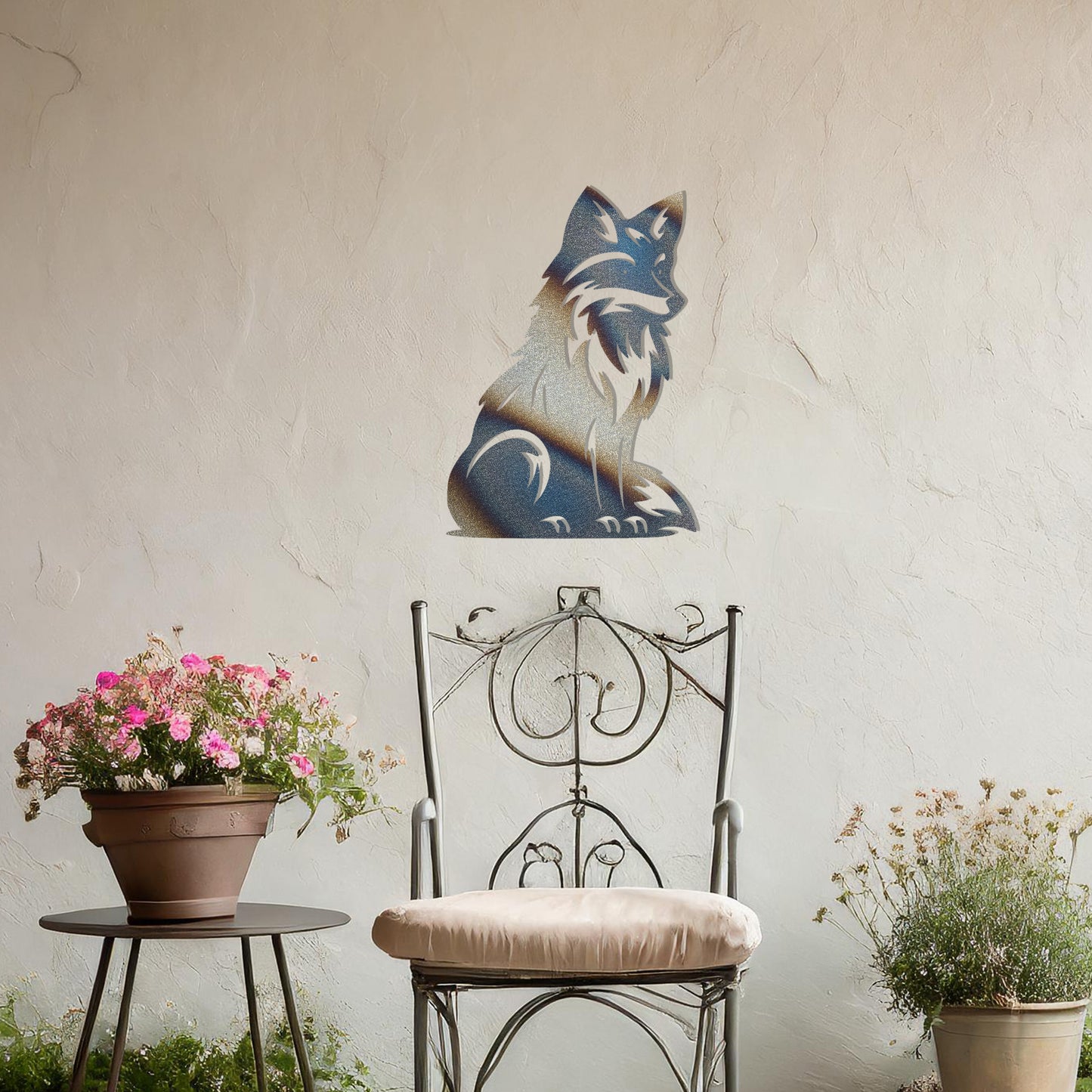 This design features a seated fox with elegant and detailed fur patterns, exuding charm and serenity. The craftsmanship highlights the fox's sleek silhouette, making it a perfect addition to a nature-inspired decor theme.