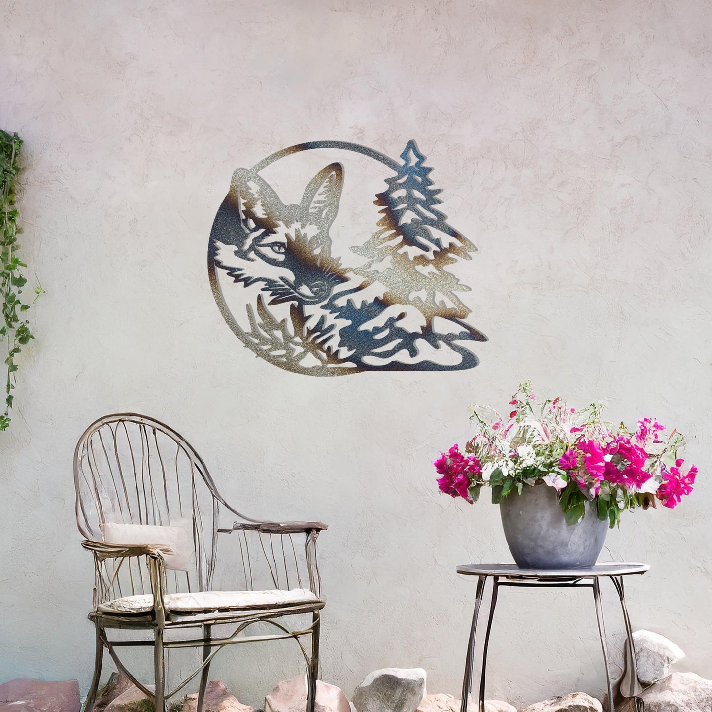 This piece features a beautiful fox amidst two towering trees. The design captures the spirit of the wild, evoking a sense of serenity and nature’s beauty, perfect for anyone looking to add a woodland touch to their space.