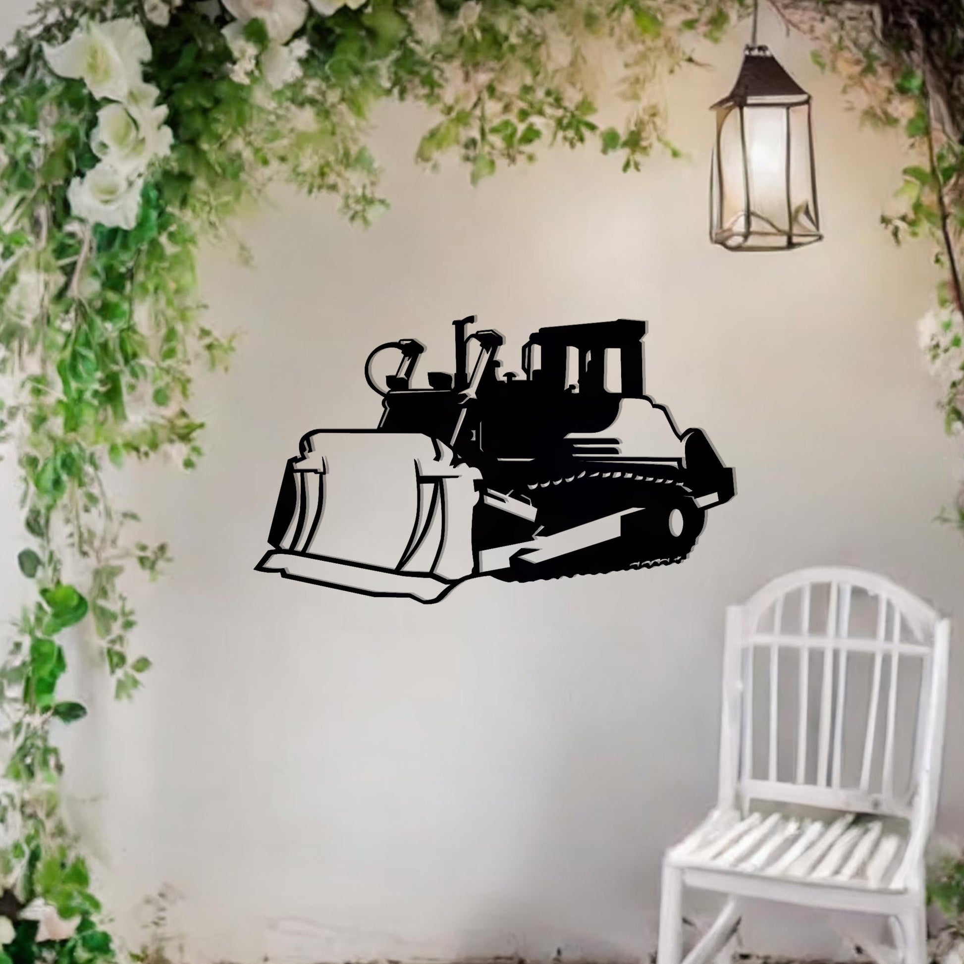 This wall art showcases a finely detailed depiction of a bulldozer, emphasising its powerful structure and sharp contours. A perfect addition for enthusiasts of heavy machinery or industrial-themed spaces.