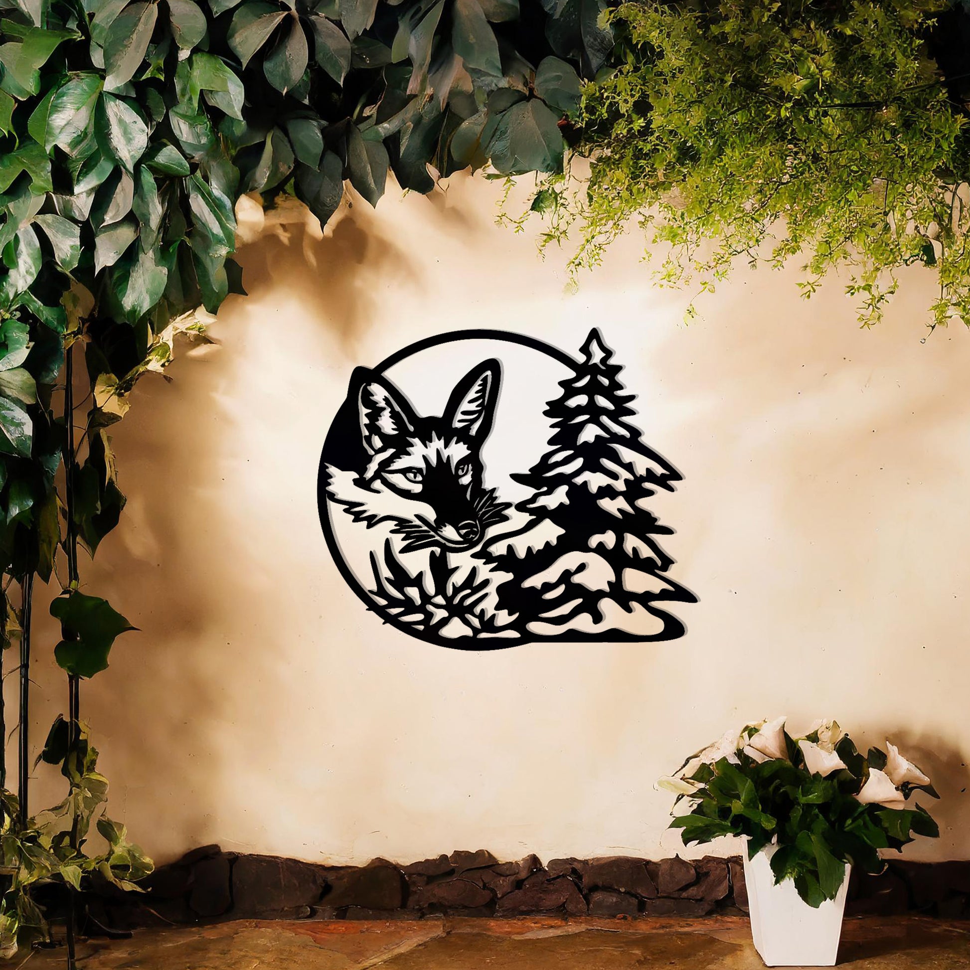 This piece features a beautiful fox amidst two towering trees. The design captures the spirit of the wild, evoking a sense of serenity and nature’s beauty, perfect for anyone looking to add a woodland touch to their space.