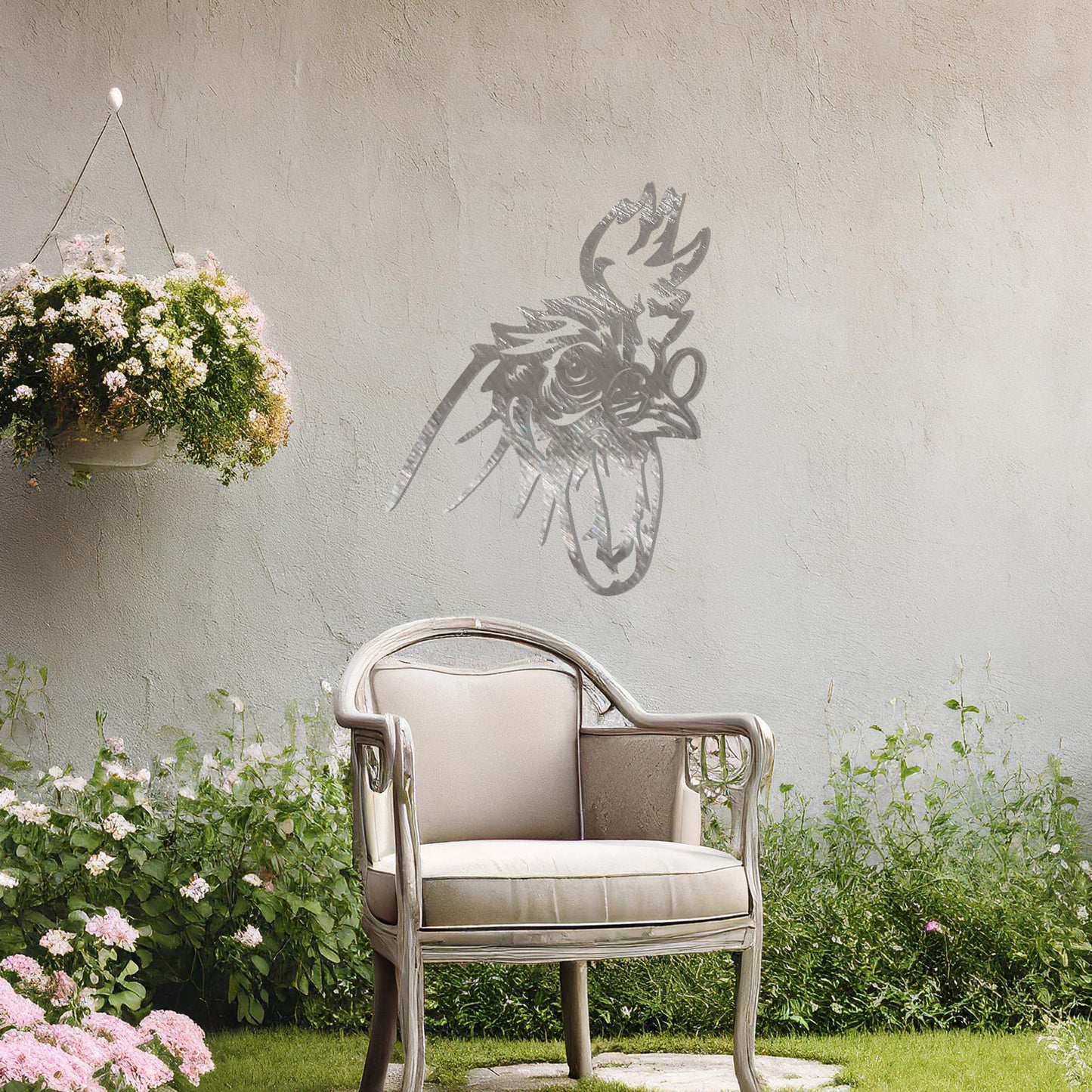 This design showcases a dynamic and expressive smart rooster head silhouette, exuding energy and character with its bold lines and intricate detailing. A striking piece of wall art perfect for adding a touch of rustic charm.