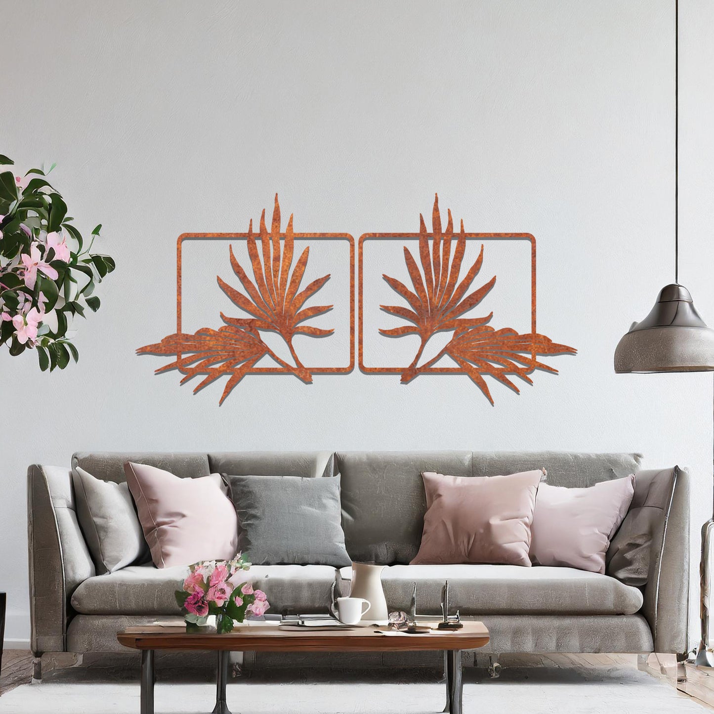 A stunning set of wall art featuring two panels with elegantly detailed bird of paradise leaf designs. Ideal for adding a sophisticated tropical touch to your interior decor.