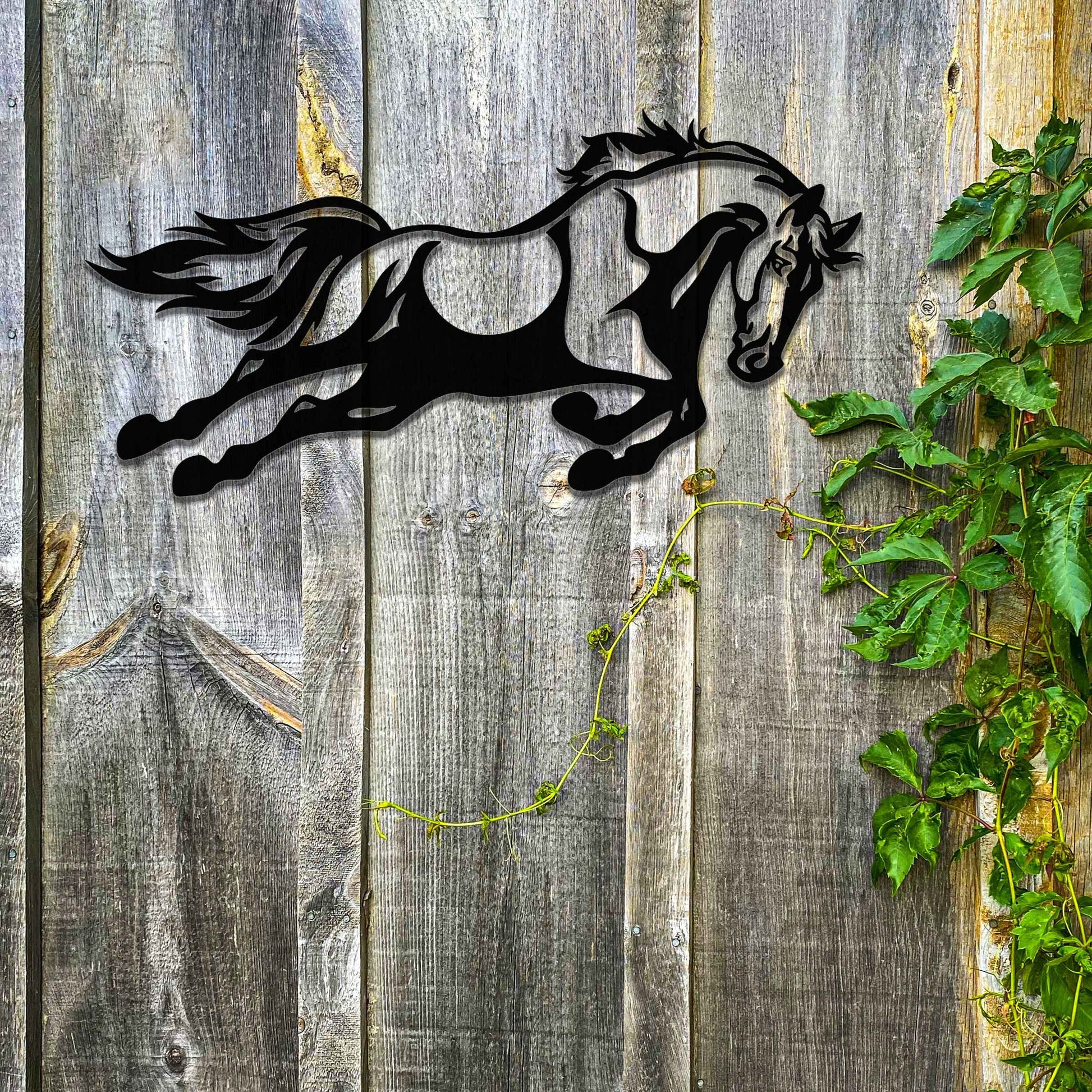 A dynamic design of a galloping horse, featuring flowing mane and tail, capturing a sense of motion and energy.