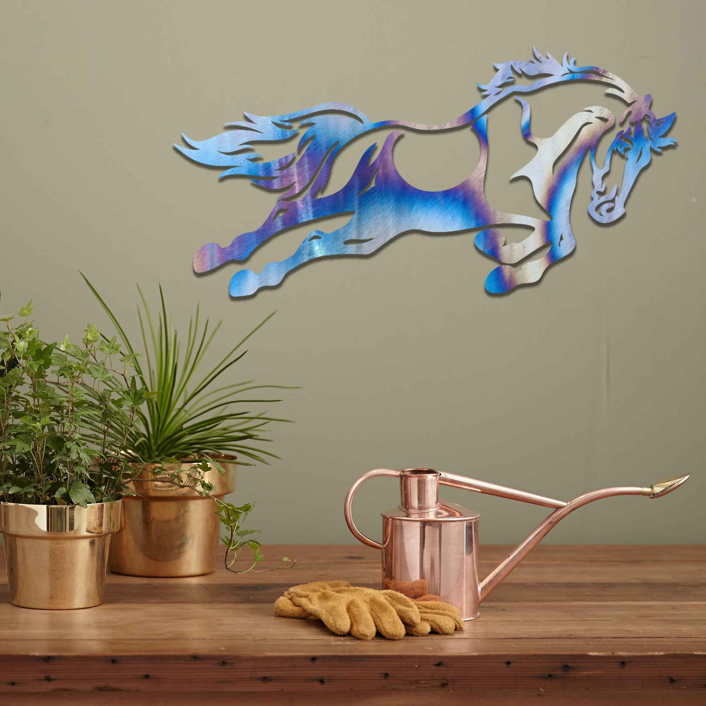 A dynamic design of a galloping horse, featuring flowing mane and tail, capturing a sense of motion and energy.