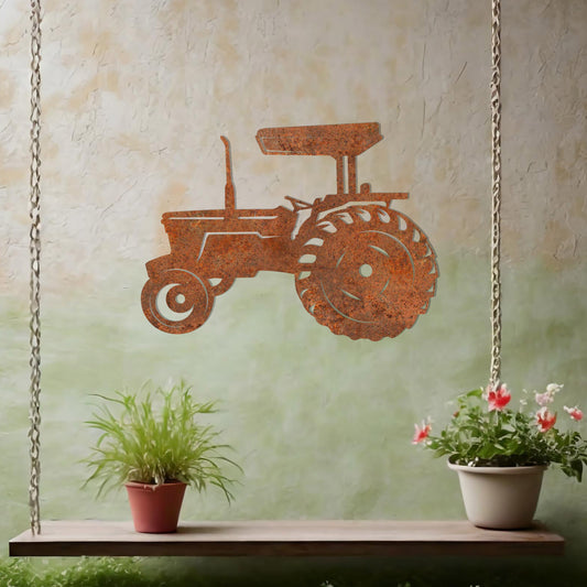 This is a metal wall art design featuring a tractor, perfect for farming enthusiasts or rustic-themed décor. The design captures the essence of farm life with a sleek, minimalist silhouette of a classic tractor, making it a charming addition to any wall.