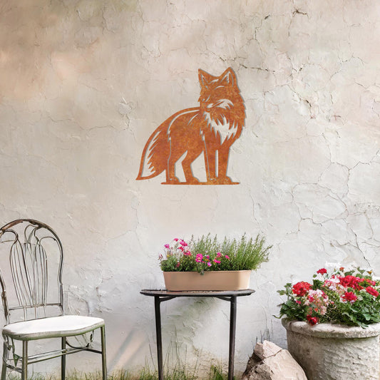 This design showcases the poised silhouette of a fox, standing alert and graceful. The intricate detailing of its fur and tail adds depth and elegance, making it an eye-catching centerpiece for any wall art collection.