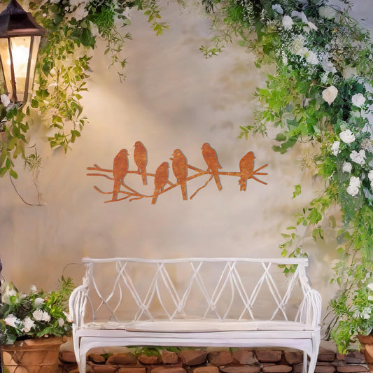 This design showcases a gathering of birds perched on a delicate arrangement of branches. The silhouettes capture a lively yet serene moment in nature, making it an ideal wall art piece for bringing a touch of the outdoors into your living space.