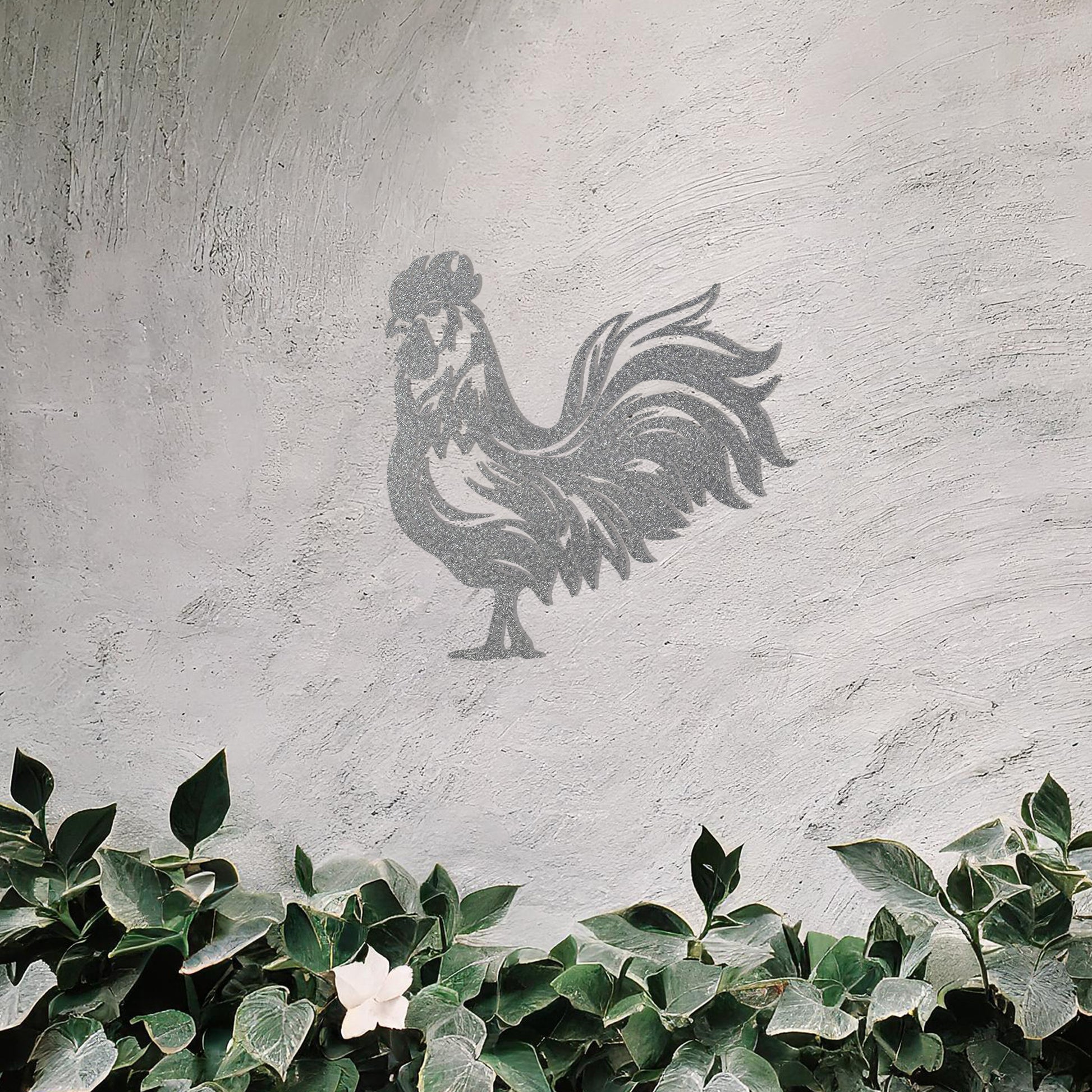 This design showcases a proud rooster standing tall with intricate feather details, capturing the essence of rural charm and elegance. Its bold silhouette and artistic lines make it a striking decor piece for farmhouse or countryside-themed spaces.