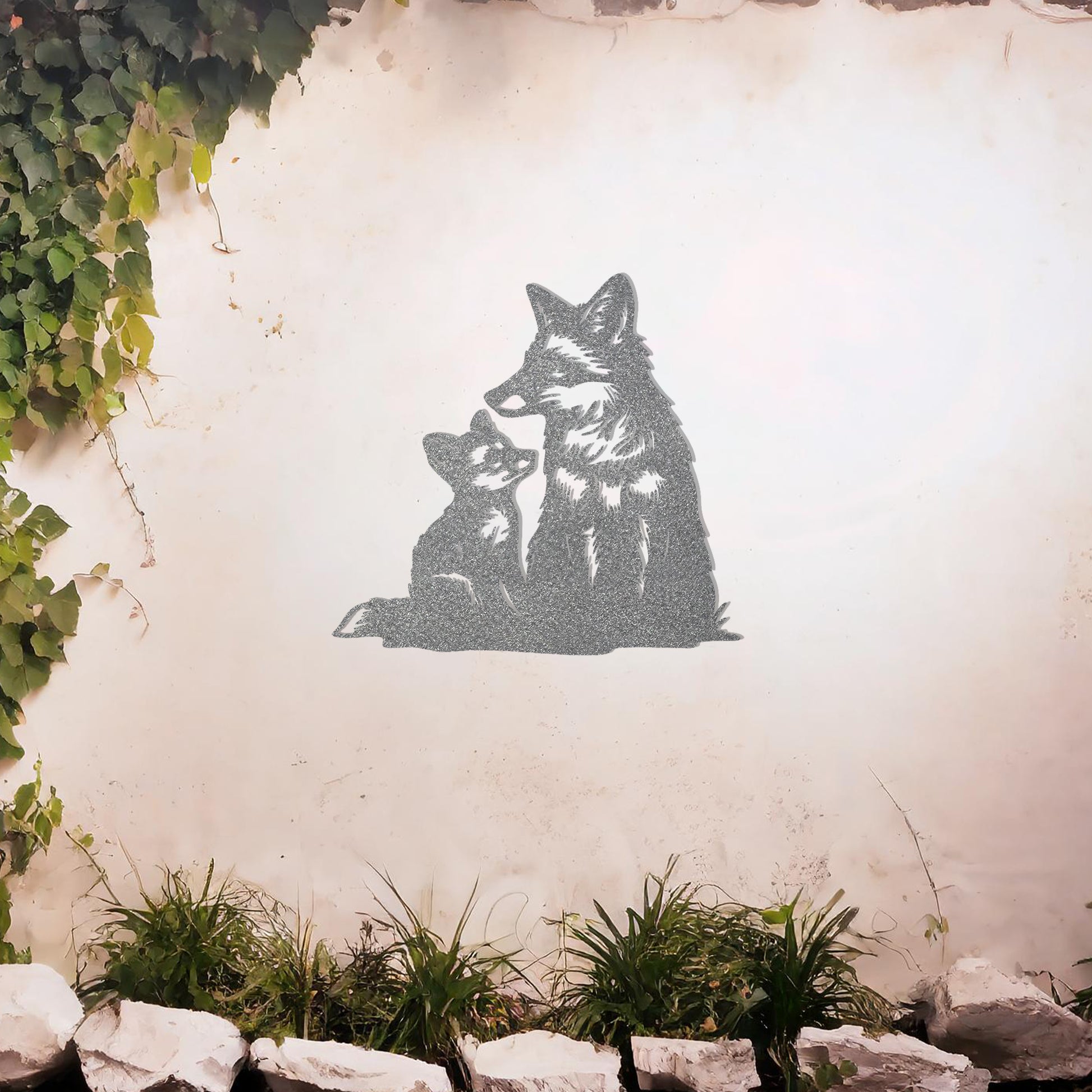 This design features a heartwarming depiction of a parent fox and its cub sharing an intimate moment. The intricate detailing captures the tender connection between them, making it a charming and expressive addition to any space.