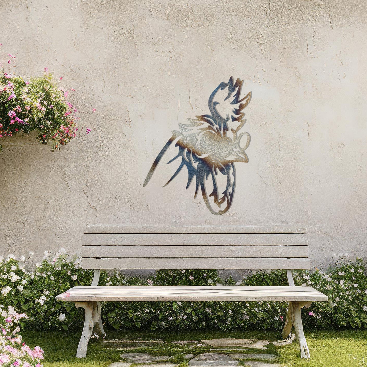 This design showcases a dynamic and expressive smart rooster head silhouette, exuding energy and character with its bold lines and intricate detailing. A striking piece of wall art perfect for adding a touch of rustic charm.